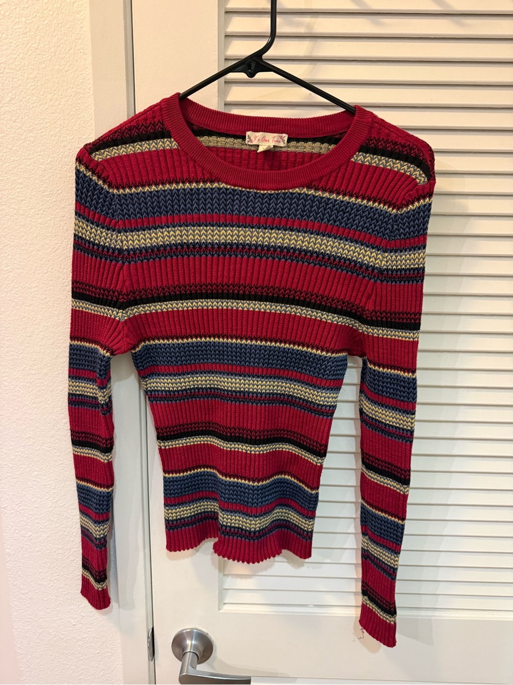 It's Our Time Striped Ribbed Crewneck Sweater (XXL)